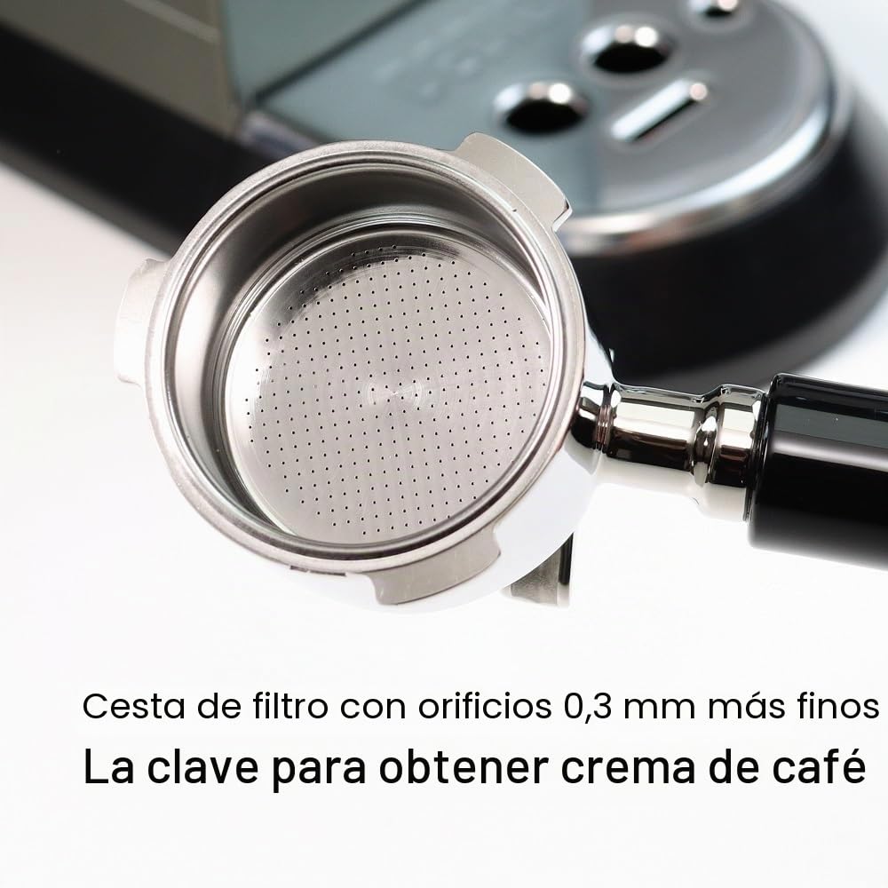 Portafiltro de 51 mm con 3 orejas y doble pico para Delonghi Dedica EC680/EC685/EC785/EC820/EC850/EC860, cesta filtrante con asa de ABS y portafiltro de acero inoxidable, negro