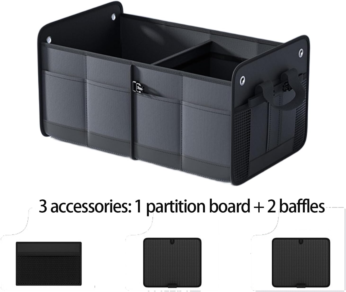 Evankin Car Rv Organizer,Foldable Trunk Organizer SUVs Sedans Sturdy Car Organization for Car Accessories Tools Sundries Black