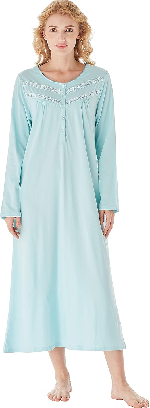 Keyocean Elegant Women Nightgowns, Soft 100 Cotton Comfortable