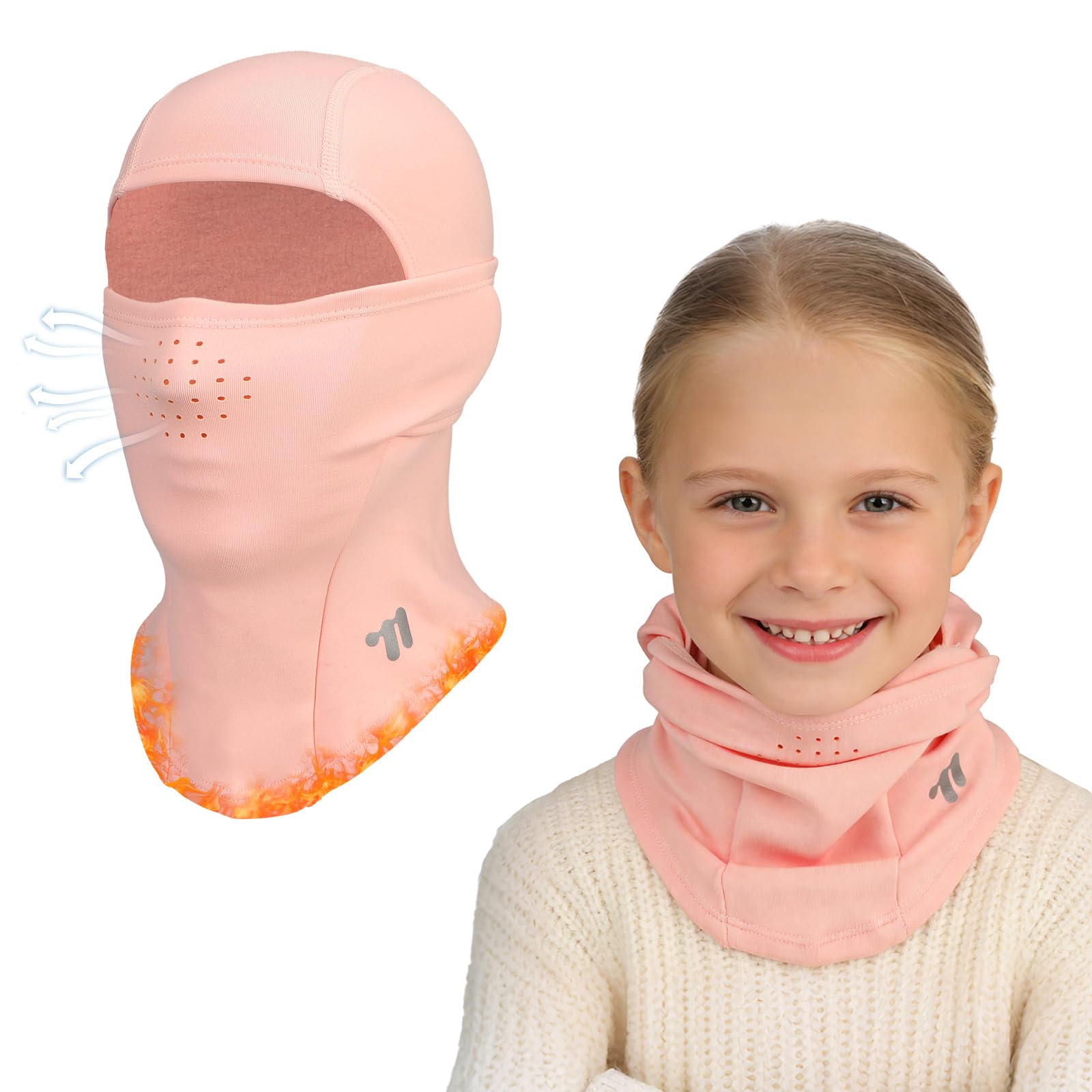 Arcweg Kinder bivakmuts skimasker - thermische fleece nekwarmer winter winddicht gezicht capuchon voor jongens meisjes - past onder helmen voor skiën, hardlopen, fietsen, Zwart, One size