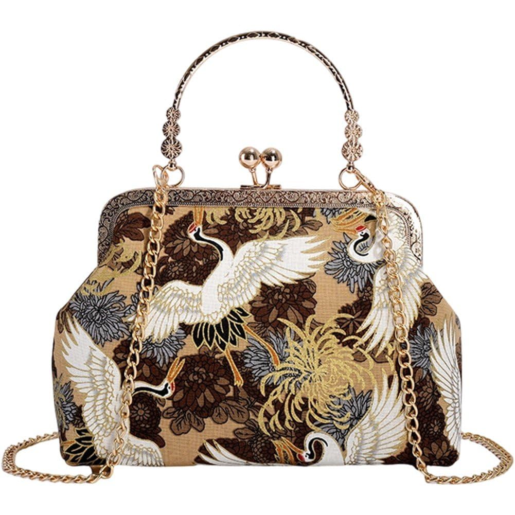 Sac bandoulière brodé chinois avec chaîne amovible