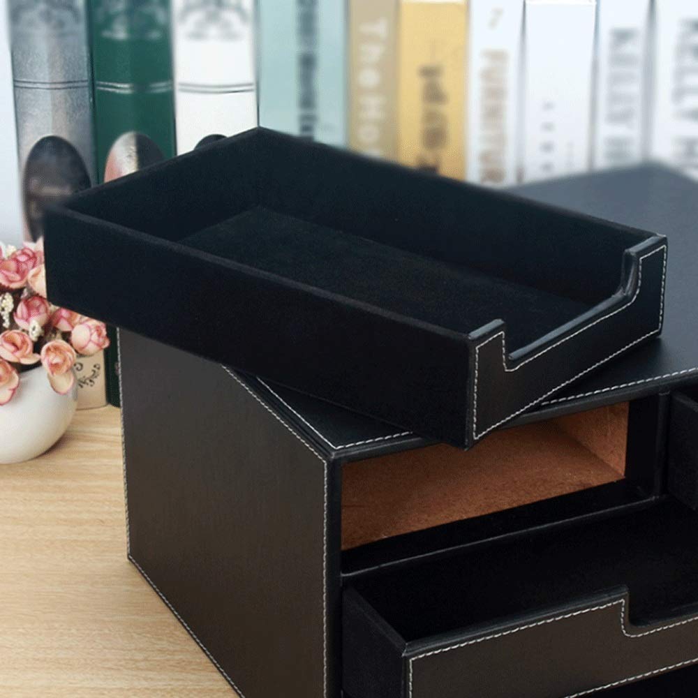 Struttura in legno Scrivania Archivio Organizzatore con Pelle File Cabinet Scatola di Immagazzinaggio File Manager