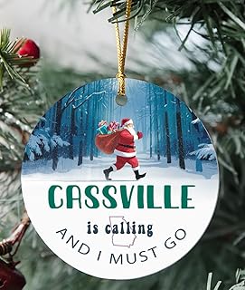 Cassville Ornament Gift Cassville GA is Calling and I Must Go Funny Santa Claus Christmas Ornaments Tree 2025 Round 3''