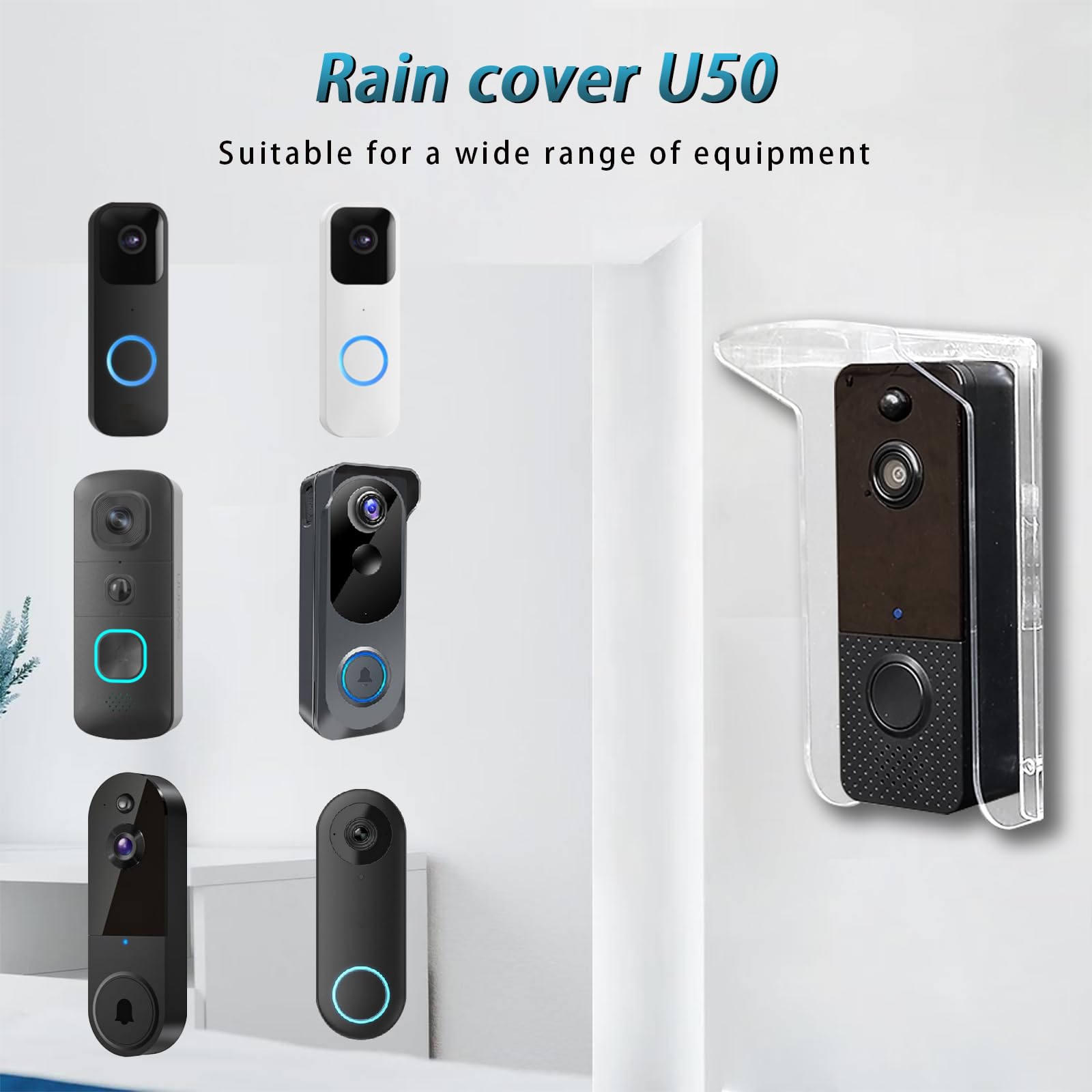 Support mural étanche pour Amazon Echo, Google Home Mini, Nest Cam, Ring Video Doorbell, Housse étanche pour la protection contre la pluie de la sonnette extérieure Convient à la plupart des sonnettes
