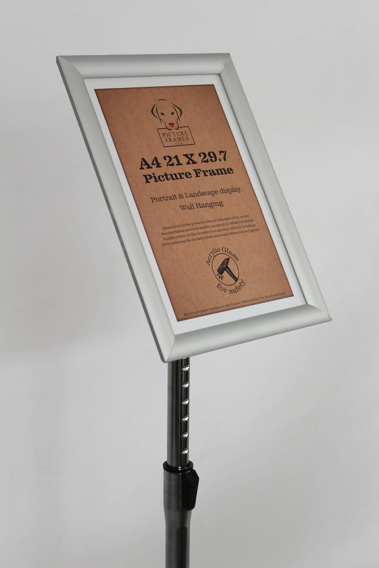 Infoständer Höhenverstellbar, A4, Silber, 2 Stücks | Informationsständer, Bodenständer aus Aluminium, Drehbarer Präsentationsständer, Posterständer, Plakatständer