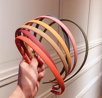 HOMEMATES Simple Fancy Plastic Elastic Hair Bands Wavy Hair Comb Black Brown Headband Teeth Comb Shine Matte Hairband Hoop Hair Accessories For Girls , Women (Set Of 12)(2)