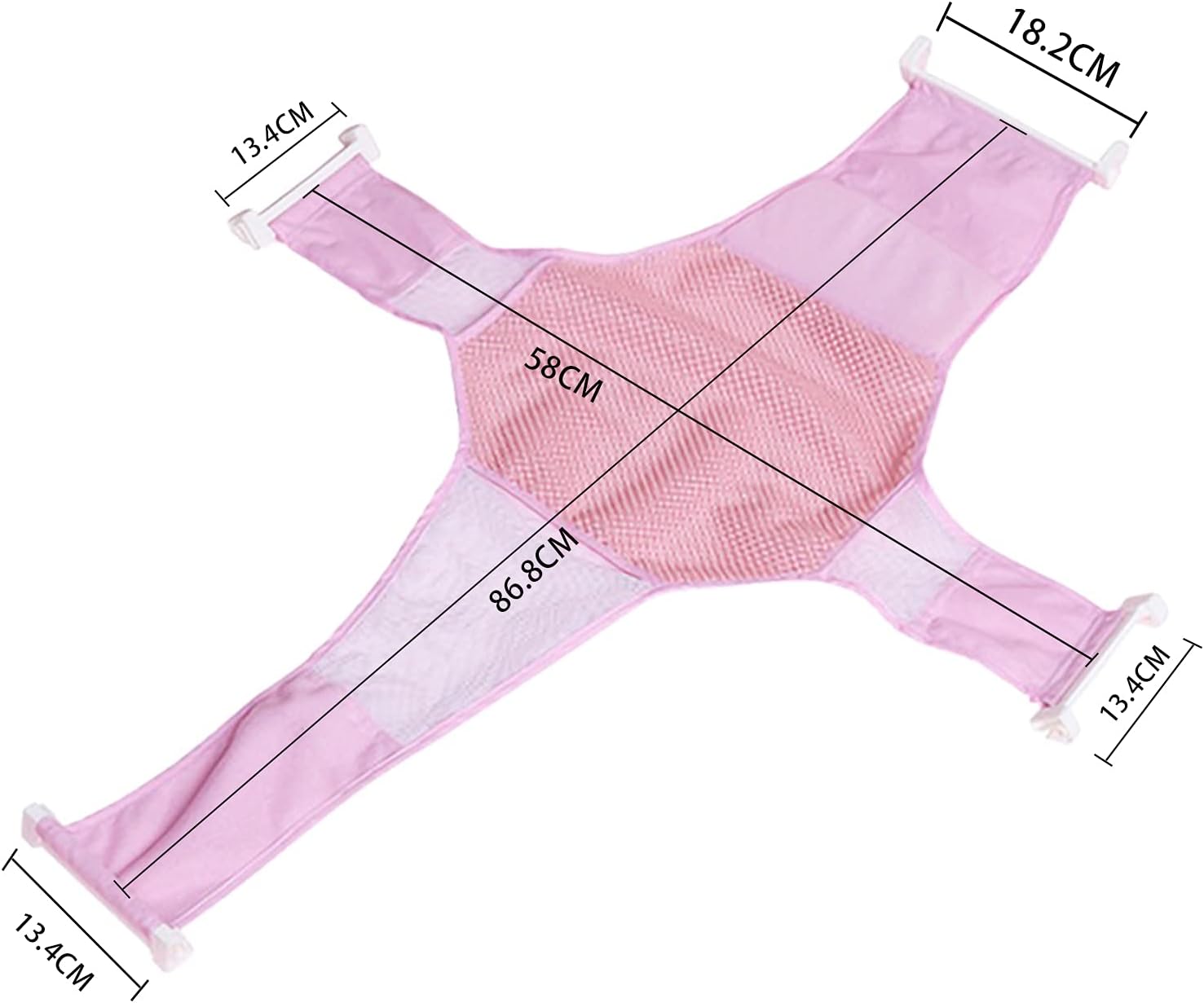 Baby Bath Seat Support Mesh Pad Infant Bathing Support Mat Newborn Bath Tub Seat Net Cushion with Four Safety Corner Adjustable Mesh Bathtub Sling Non Slip Shower Pad for 0-8 Months (No Bathtub)