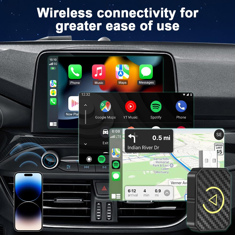 Adattatore CarPlay Wireless & Android Auto 2-in-1, Converti CarPlay Cablato In Wire