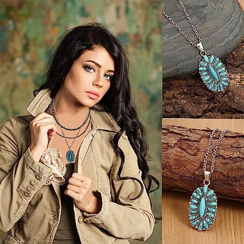 Layered Navajo Pearls Necklace with Western Pendant Necklaces for Women Retro Tribe Western Fashion Accessories2