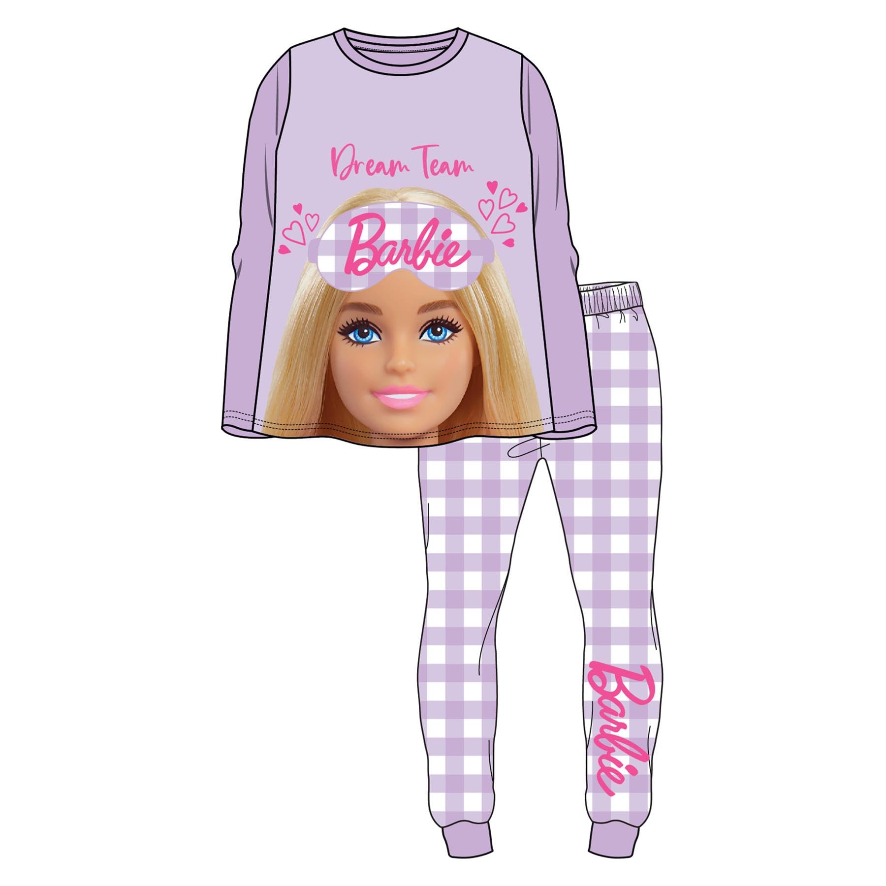 Barbie Set pigiama per bambini, confezione da 2, design Dream Team & Let's Do This | Biancheria da notte super morbida in 100% cotone | Elastico in vita e pantaloni con risvolto | Disponibile nelle