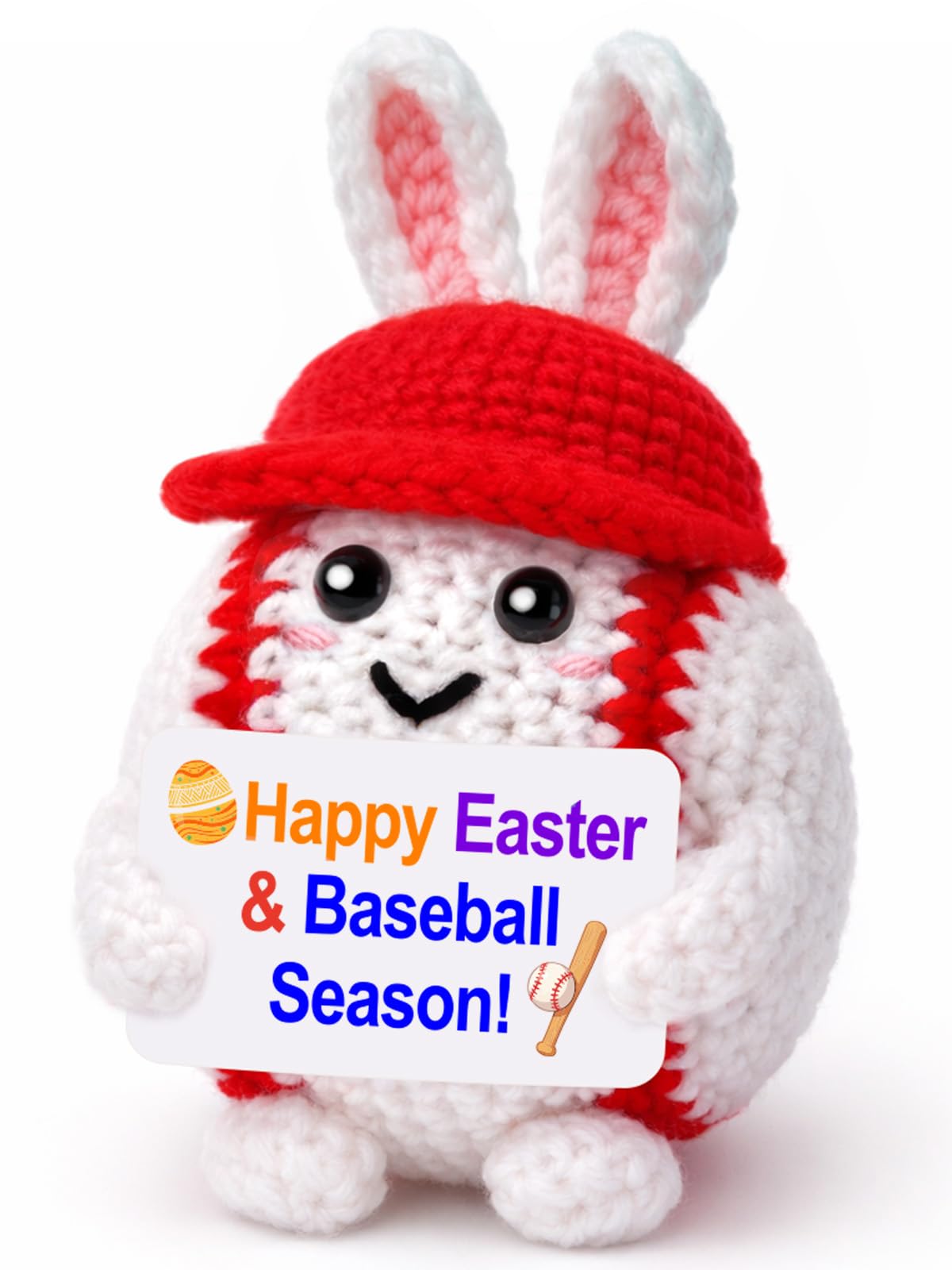 Easter Basket Stuffers for Teens Kids, Easter Gifts Crochet Baseball with Bunny Ears, Jesus Christian Non Candy Egg Fillers Toy for Boys & Girls 8-12, 6-8, Tweens 10-12 Year Old