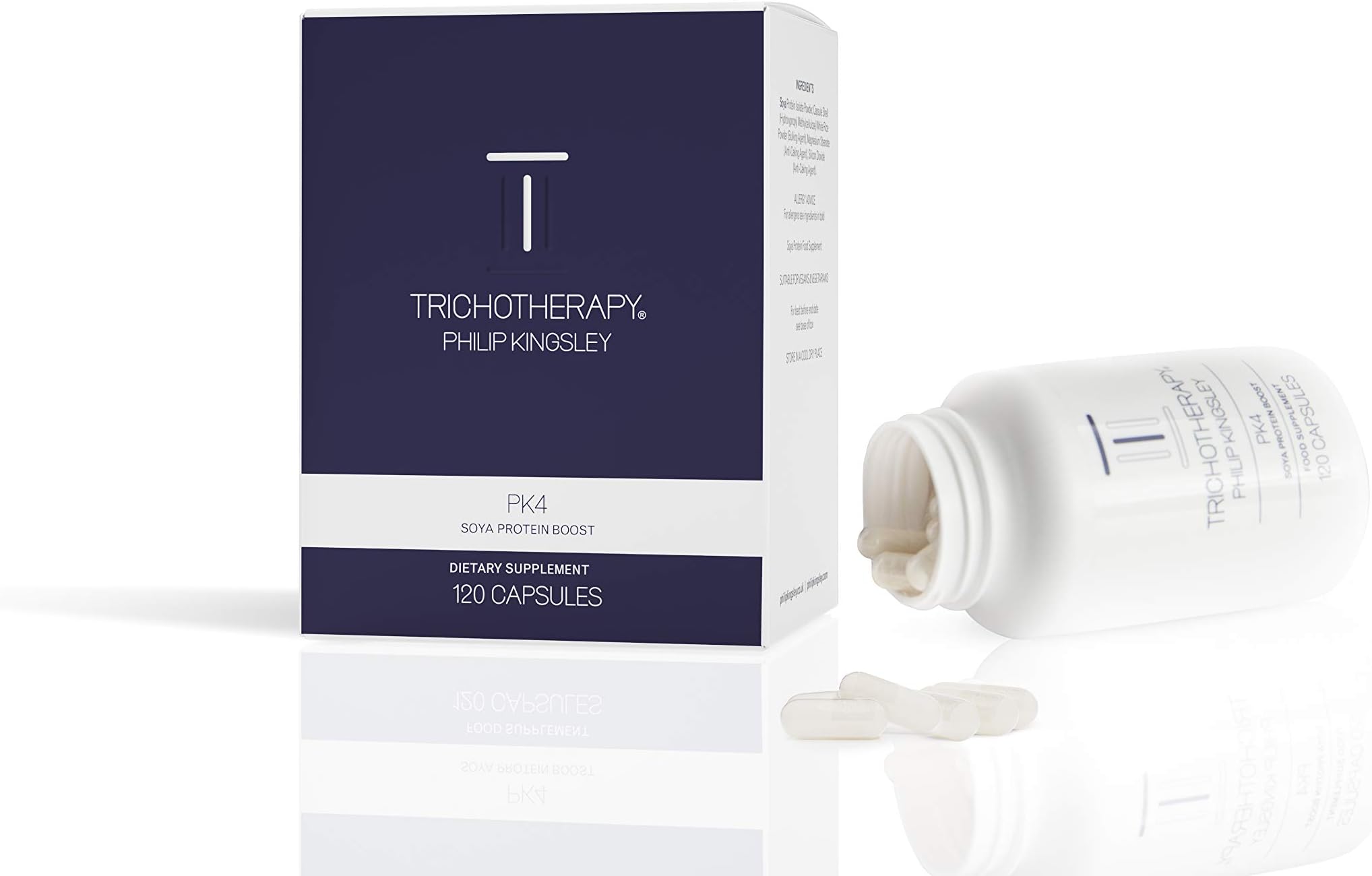 PHILIP KINGSLEY PK4 SOYA Protein Boost Nutritional Supplements Support Hair Growth Strength with Amino Acids Vegan Friendly, 120 Capsules