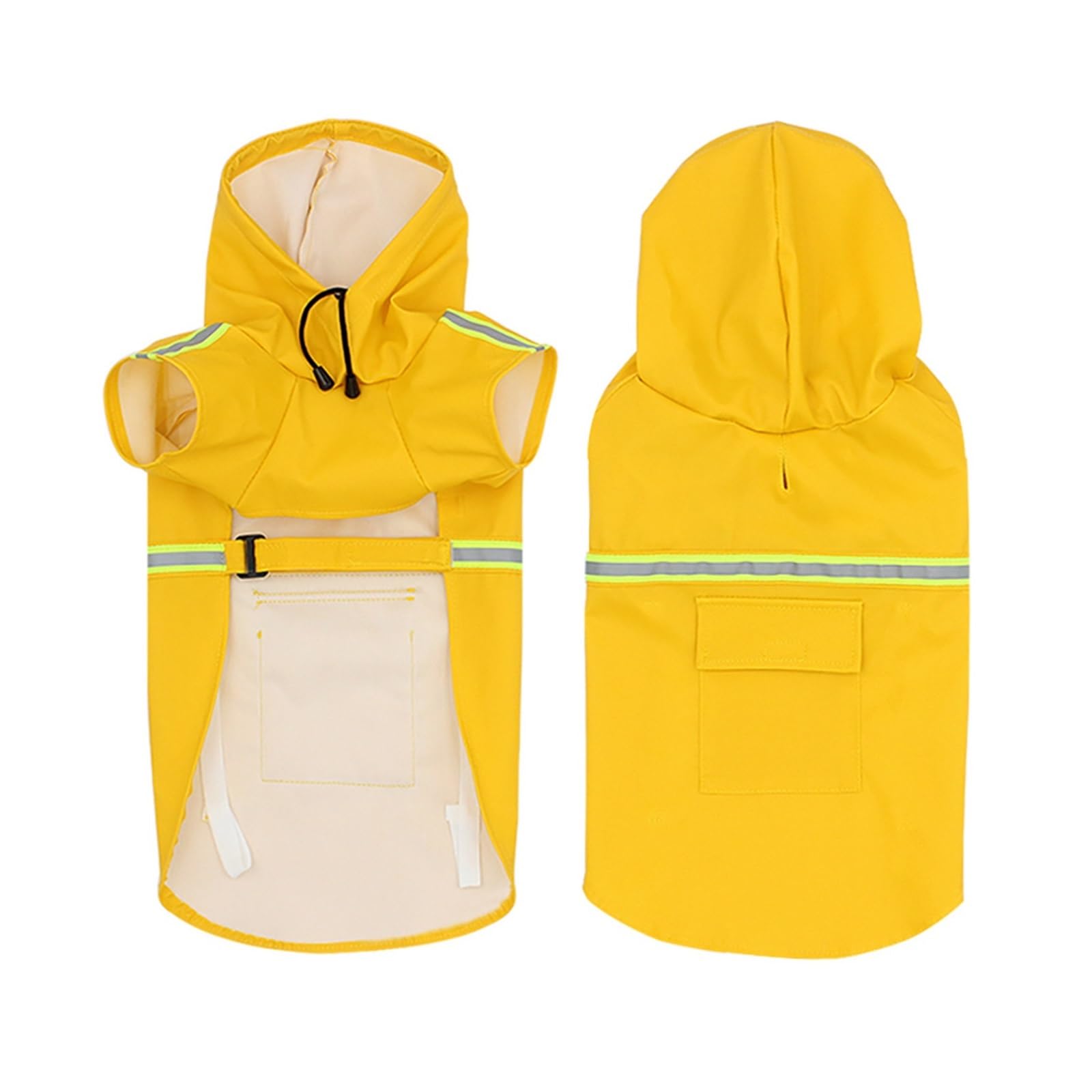 Manteau de pluie imperméable et réfléchissant pour chien de petite, moyenne et grande taille, manteau coupe-vent en polyuréthane (jaune, taille S)