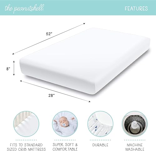 Miniatura 6 de The Peanutshell Sábanas ajustables de dinosaurio y elefante para cuna para niños o niñas paquete de 6 unidades azul gris