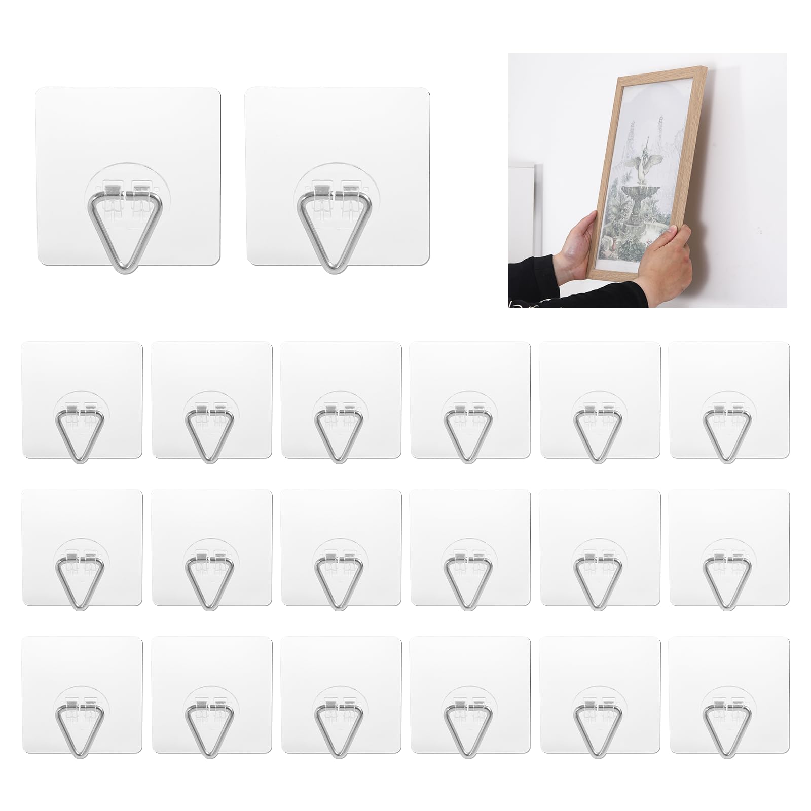Ganci Adesivi Per Quadri VINEST: 24 Pezzi Forti E Trasparenti - Non Forare, Perfetti Per Piatti E Foto - Con Scatola Inclusa - 2