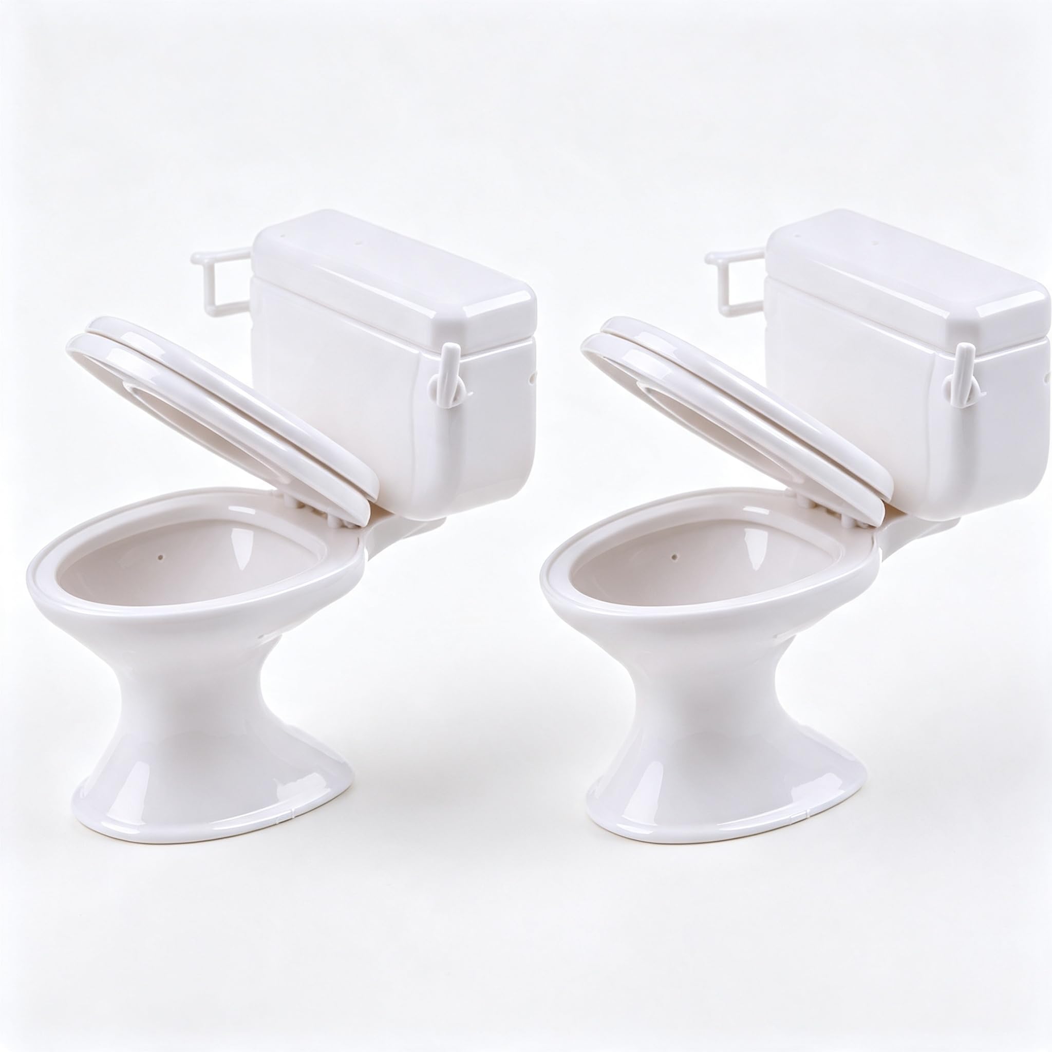 2Pcs 1:12 Scale White Plastic Miniature Toilet Model - Realistic Dollhouse Bathroom Accessories for DIY Mini House Decor, Mini Toilet Furniture for Architecture Models and Craft Projects