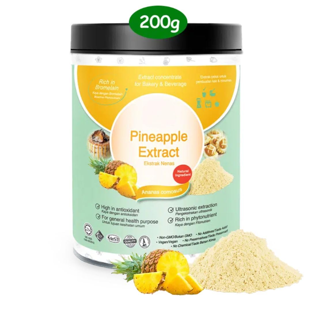Polvo de piña - Extracto estandarizado - 200g puro 100% natural sin aditivos - Para sopa, batidos, café, bebidas, pastelería