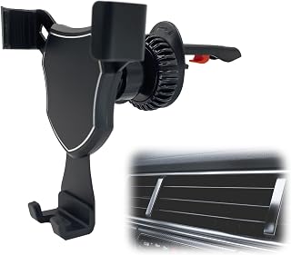 Car gravity phone holder design for 360° rotating ventilation grille with hook, compatible with 4.0"-7.0" GPS smartphone