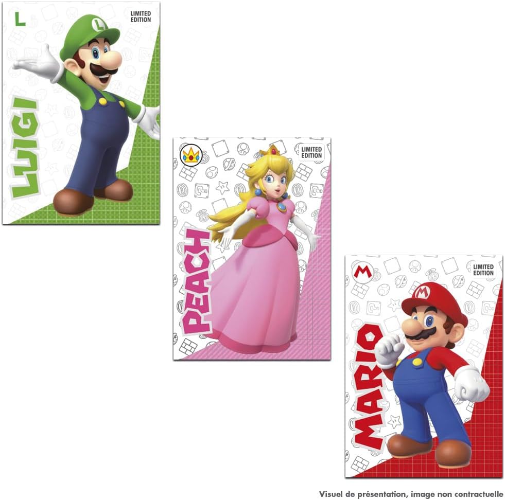 Panini Super Mario Sticker Set of 1 Album + 15 Sleeves + 5 Cards Limited Edition Gold 004218MCOUAFGDC
