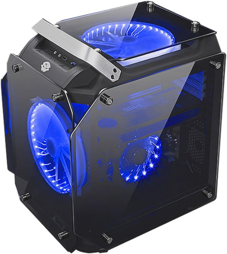 Amazon PCケース 金剛 ATXケース 四面透明強化ガラス 20㎝（ブルーLED） PCファン2基付 ICE PCケース 通販