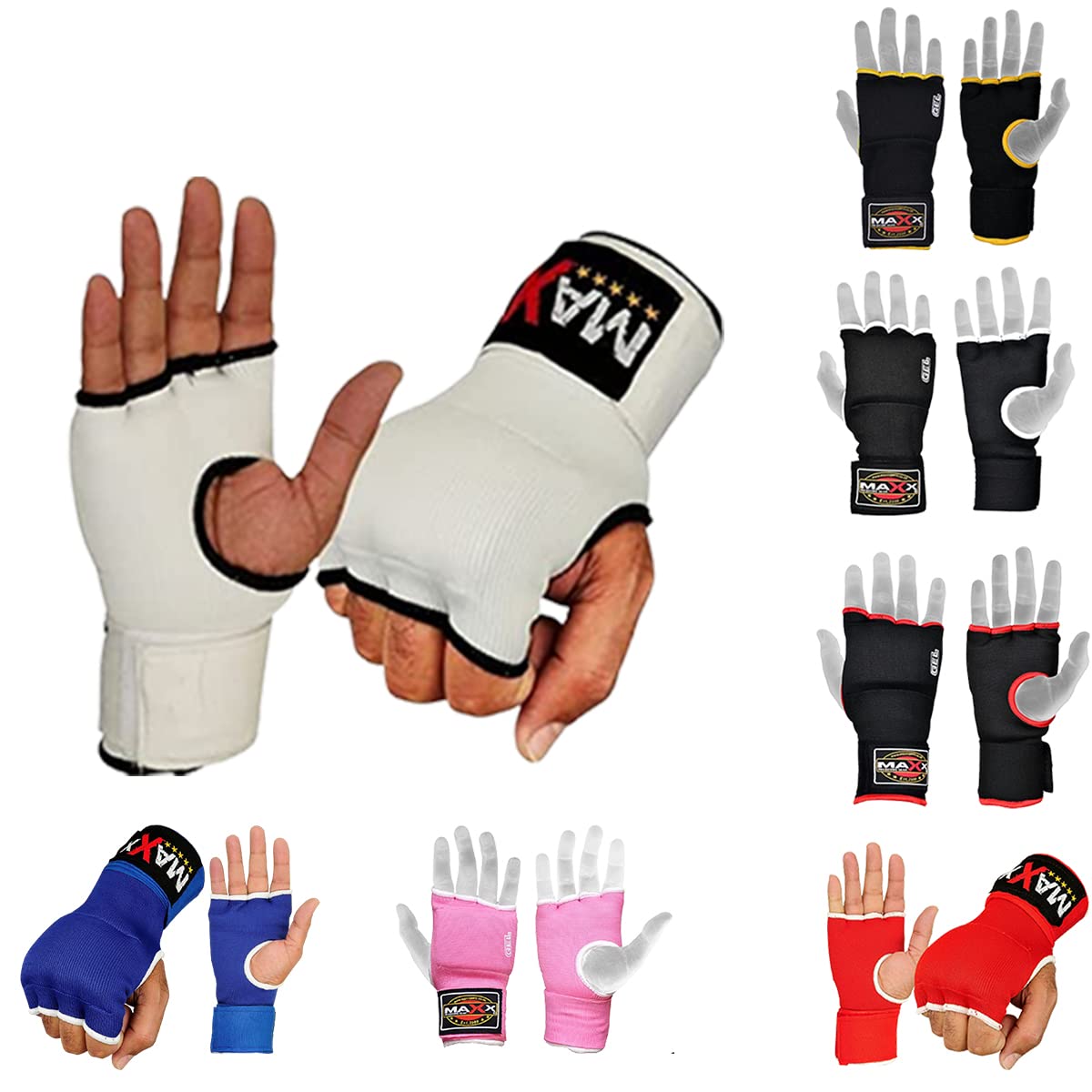 MAXX New Gel Inner Hand Wraps Boxing Gloves Fist Padded Bandages Mma Pad Rrp 9.99 (XL, White)