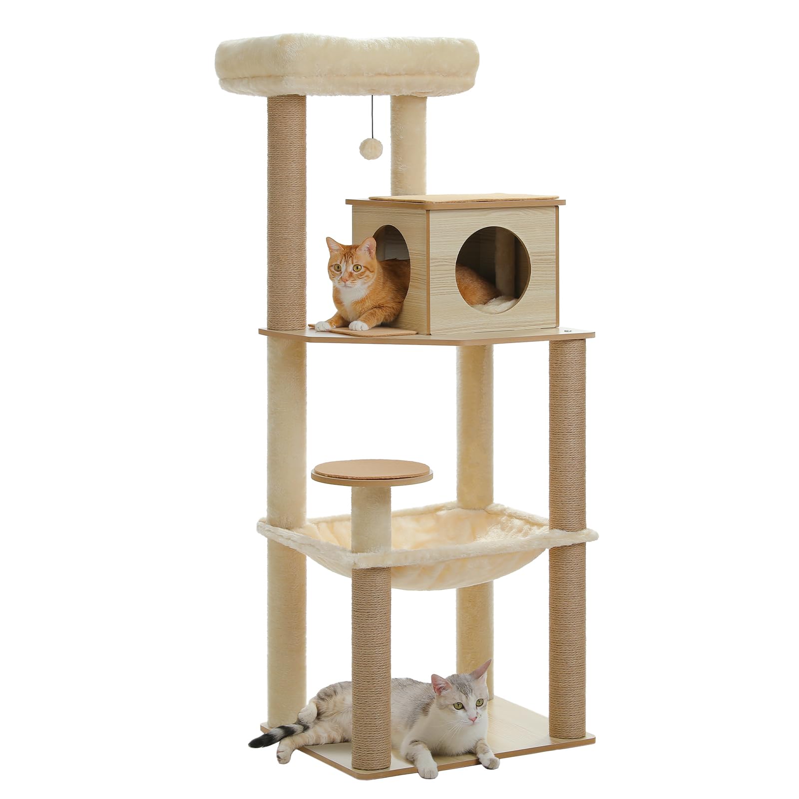PETEPELA キャットタワー 木製 スリム ベージュ Amazon | PETEPELA（ペテペラ）キャットタワー 大型猫用 木製 スリム