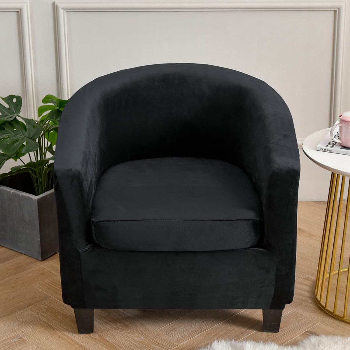 Sesselbezug stuhlbezüge Sesselbezug Stretch Clubstuhlbezüge 1 Sitzer Tullsta cocktailsessel husse cabriolet Schwarz