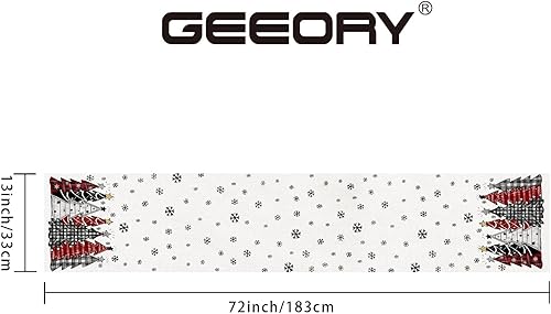 Miniatura 7 de GEEORY Camino de mesa de Navidad de 13 x 72 pulgadas, camisetas de Navidad, copos de nieve, decoración de mesa de granja para cocina, comedor,