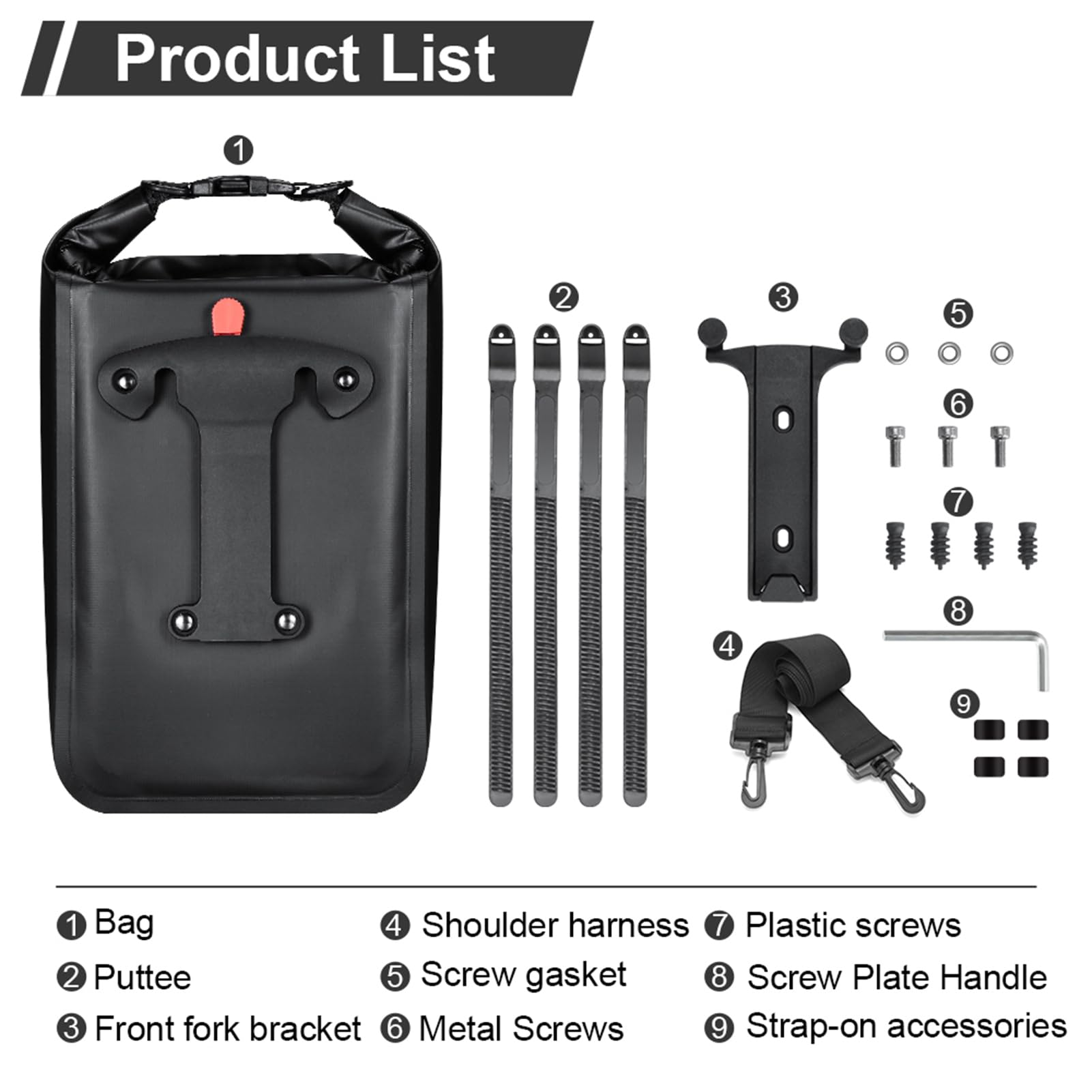 flexman Borsa per Forcella Bici da 10 Litri, Borsa Anteriore per Bici a Sgancio Rapido e Antipioggia, Borsa da Viaggio a Lunga Distanza per Mountain Bike Bici da Strada Escooter