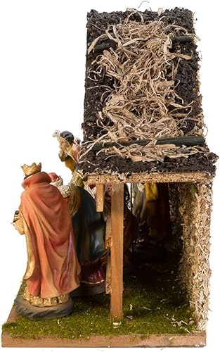 Miniatura 4 de Kurt Adler - Belén de 12 pulgadas con establo y 10 figuras, color marrón