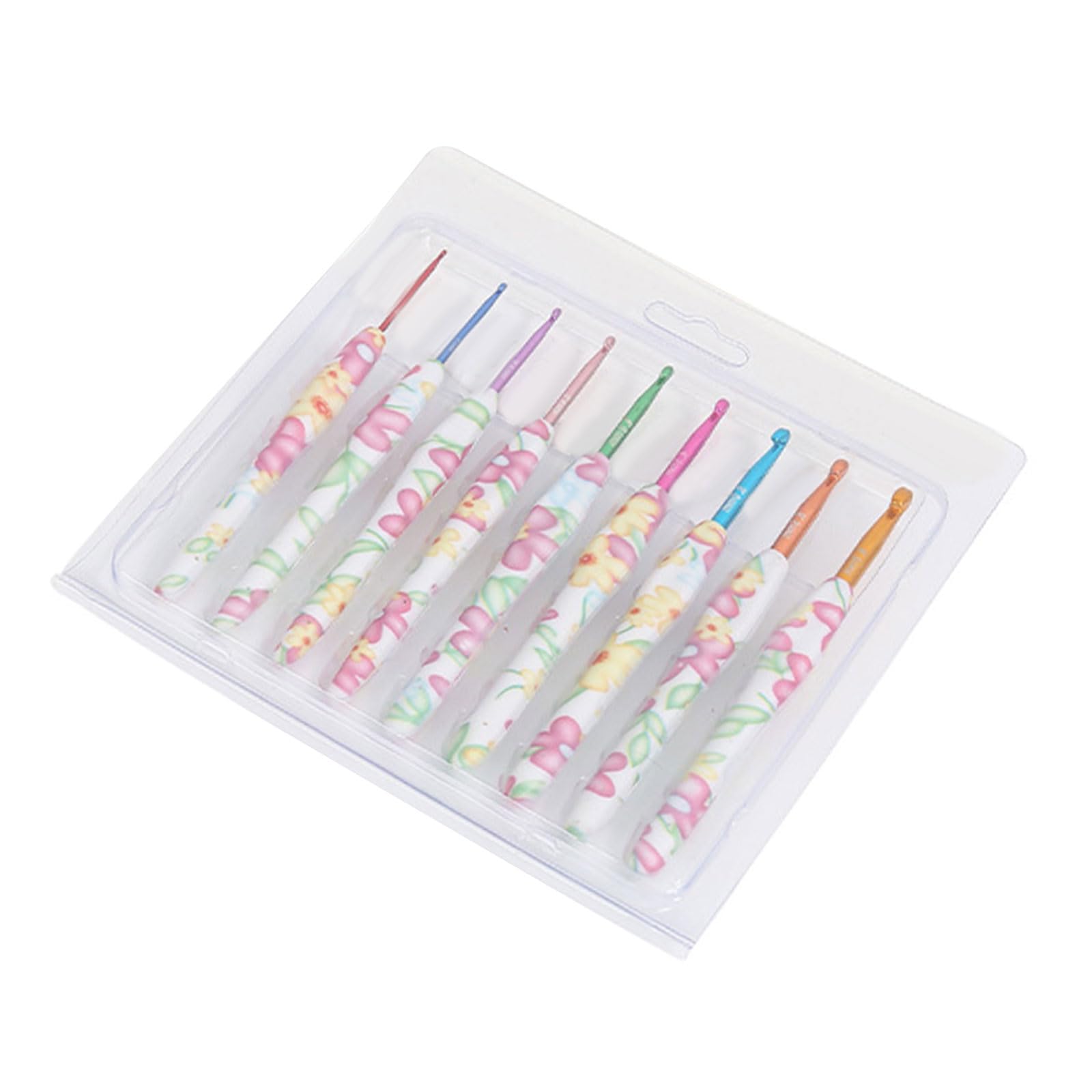 9Pcs Professional Ergonomic Handle Crochet Hook 2mm-6mm Ergonomic Crochet Hook Set Needle for Beginner Beginner