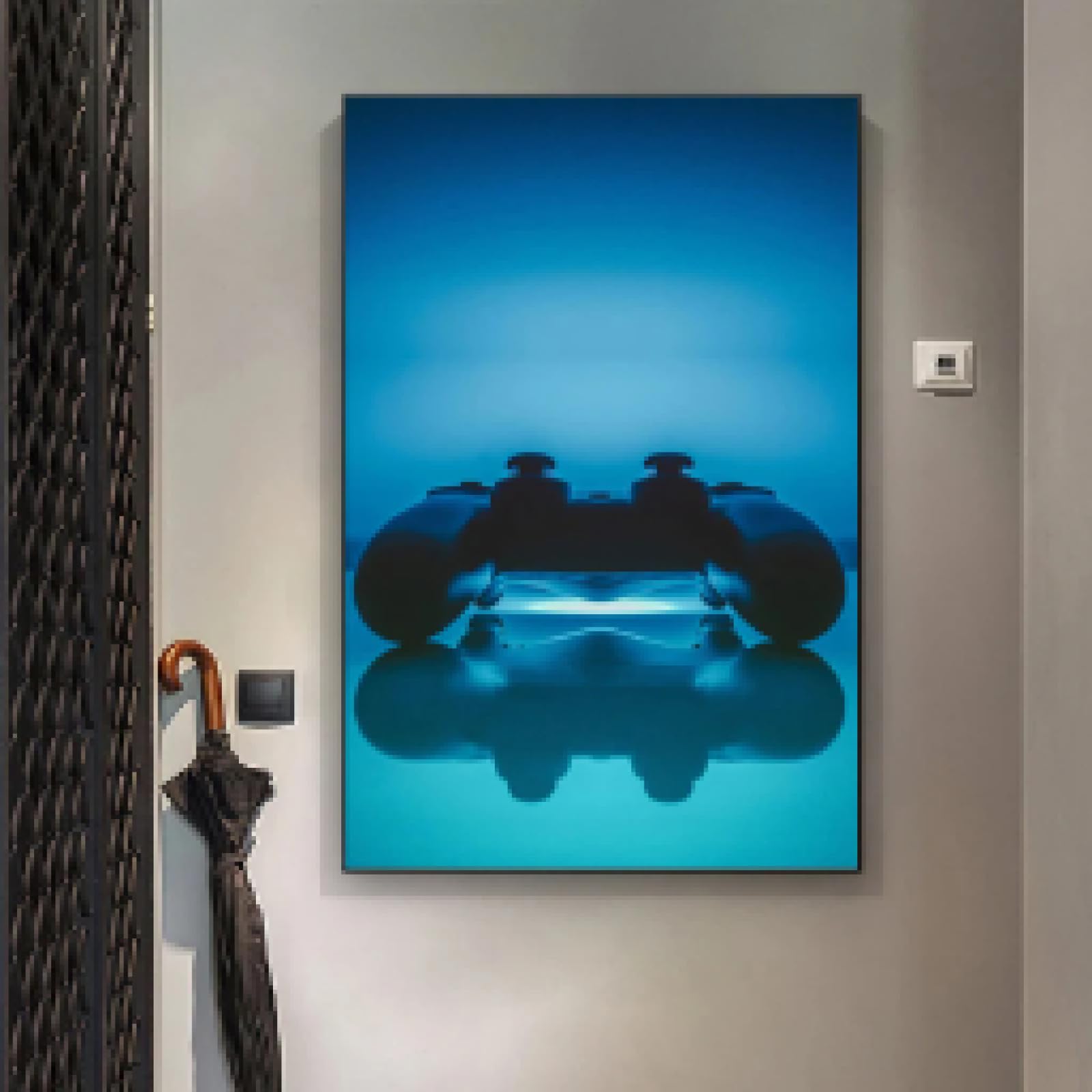 KEBIA Uchwyt pokój gier obraz na płótnie Play Station gracz sztuka ścienna plakaty wydruki obrazy ścienne do pokoju gier dekoracja domu 60 x 90 cm bez ramy