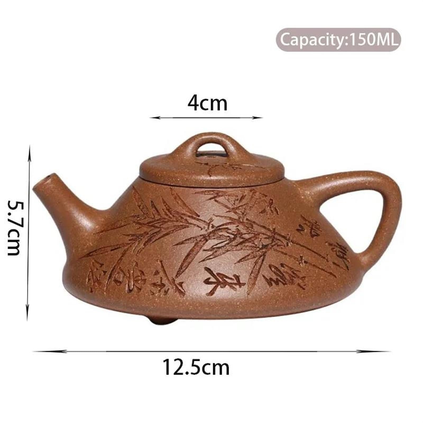 Juegos de té Juego de té Chino Zisha de 150 ml, Tetera Hecha a Mano con diseño de Hojas de bambú, Tetera de Arcilla Morada con Forma de Cuchara, Juego de té de Viaje, Tetera