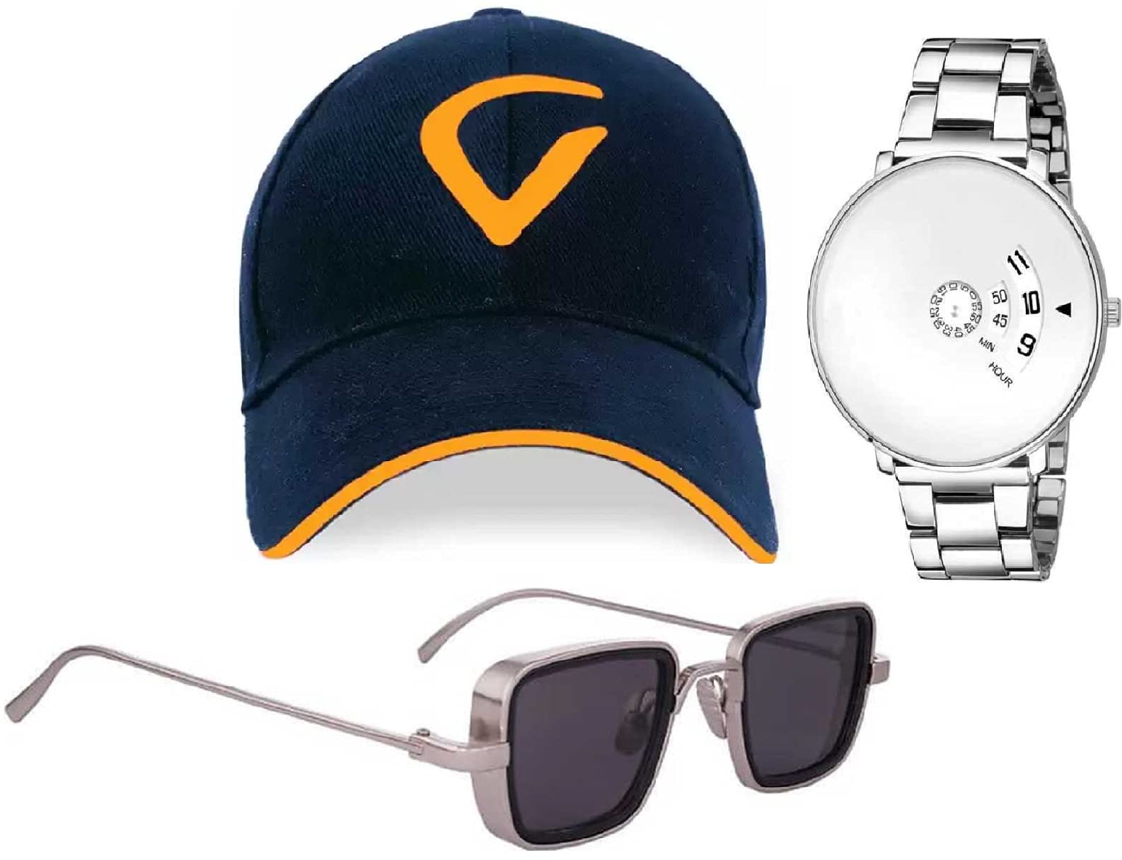 SELLORIA BRAND Analogue Stainless Steel Watch with Silver Sunglass with basboll Cap black Combo of Boys and Kids (B09FFP6F9P) Amazon Price History, Amazon Price Tracker