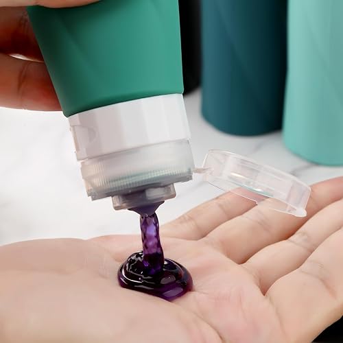 Miniatura 3 de Gemice Botellas de viaje  Recipientes aprobados por la TSA de 3 onzas, sin BPA, a prueba de fugas, silicona exprimible, bolsa de aseo transparente