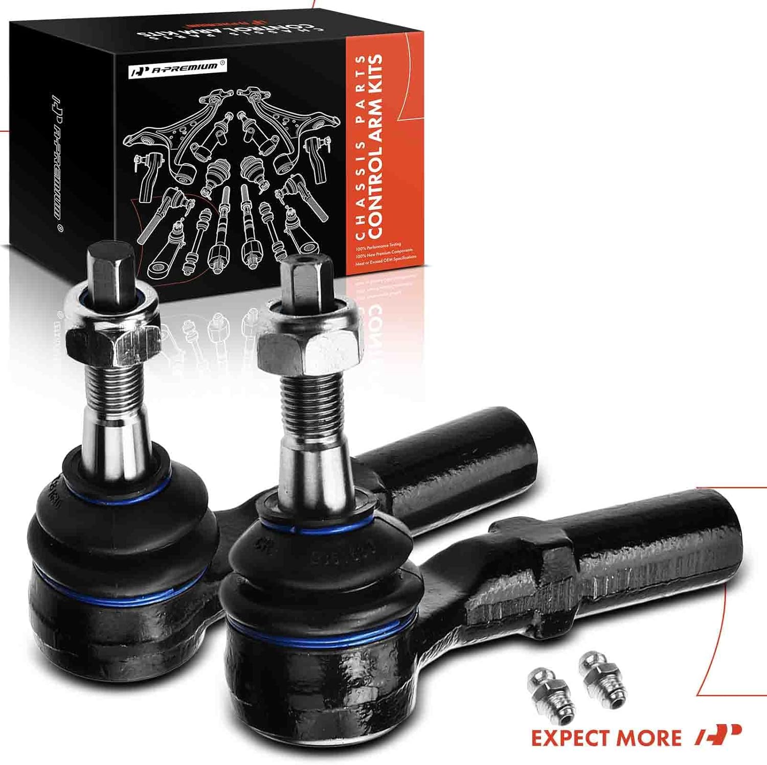 A-Premium 2 x Front Outer Tie Rod Ends, Compatible with Dodge Dakota 2000-2004, Durango 2000-2003, 4WD Only