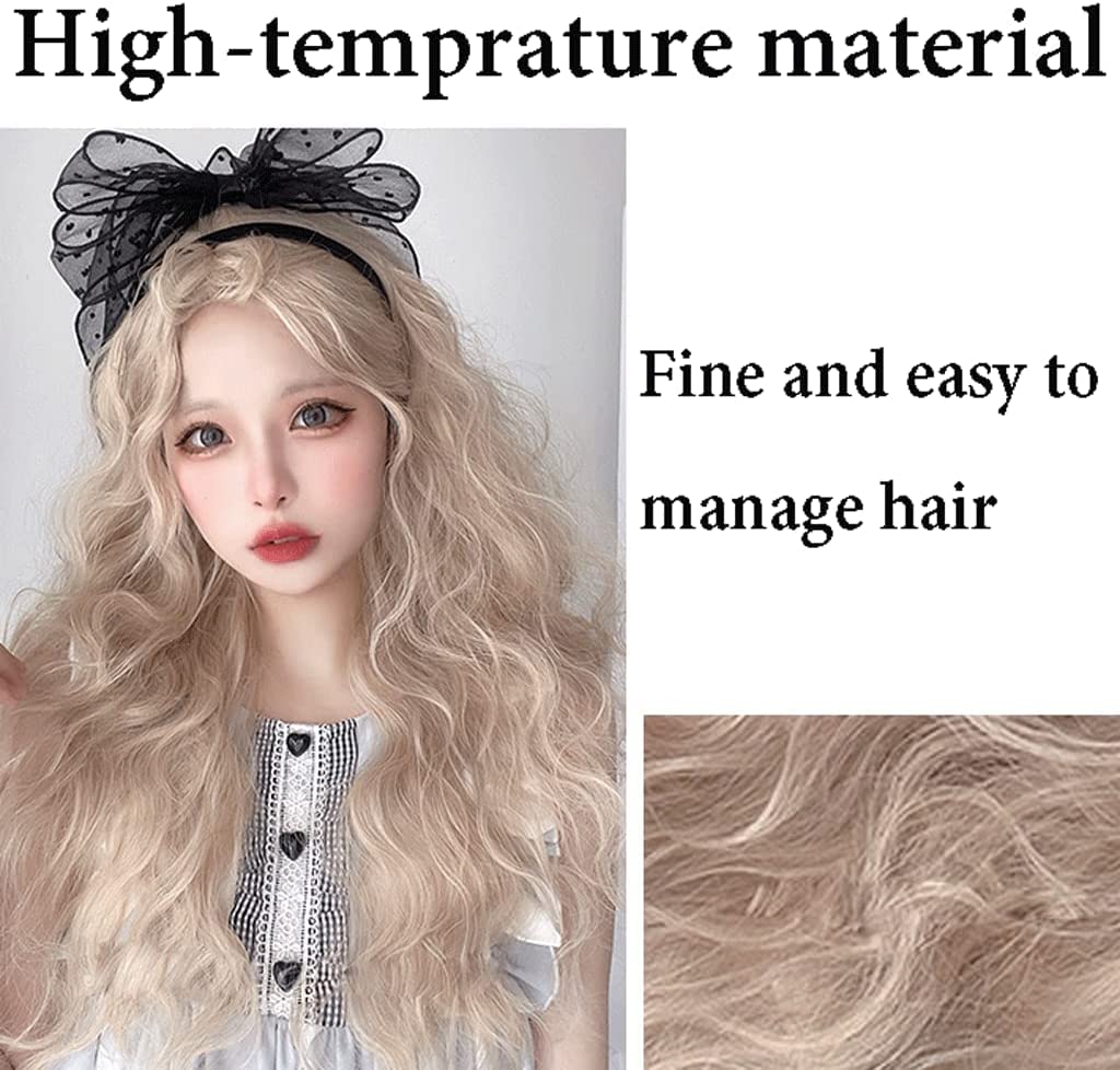 parrucca realistica Parrucche Da Donna Alla Moda Parrucca Ondulata Sciolta Completa Con Frangetta Parrucca Sintetica Naturale 60 Cm / 24 Pollici In Cerca Di Uso Quotidiano Per Feste eleganza naturale