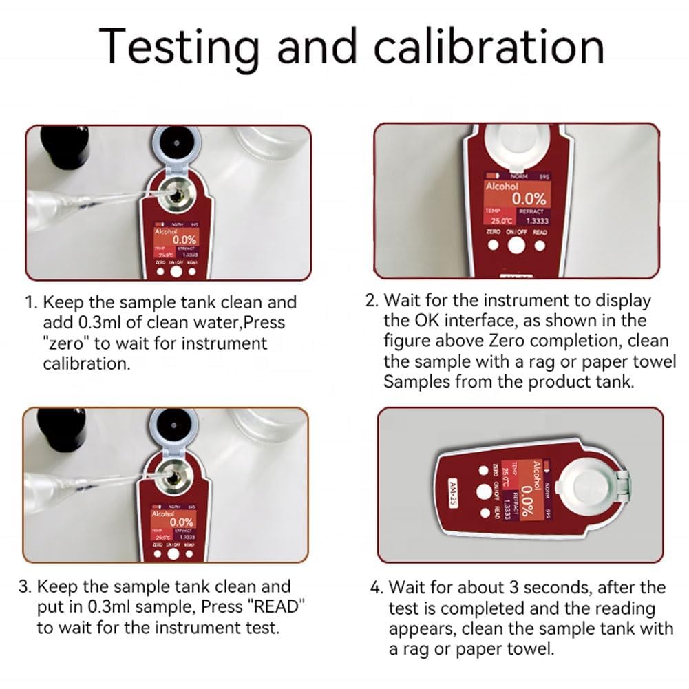 Weinrefraktometer Tester LCD Alkoholkonzentrationsmesser Tragbares Handgerät Digitales Dichte-Hydrometer für genaue Weinmessung