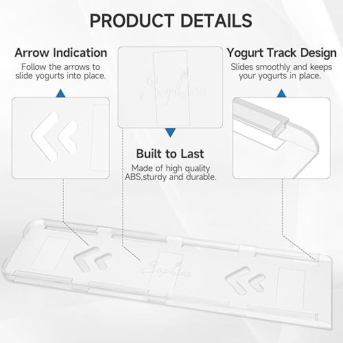 Miniatura 5 de Sophico Organizador de yogur para refrigerador, deslizadores de yogur de 4 capacidades para refrigerador, soporte de yogur con cintas adhesivas para