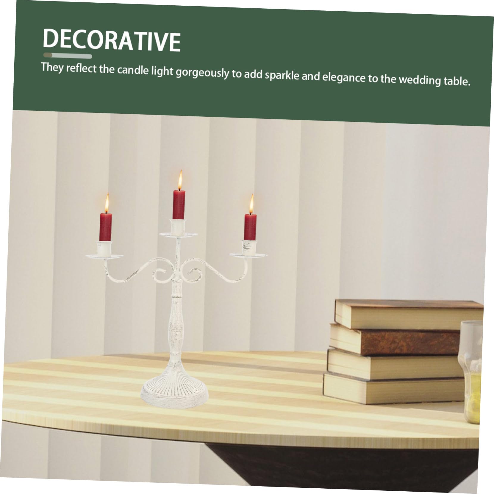 Candelabro Vintage in Ferro Bianco, Design Multi-testa per Tavolo