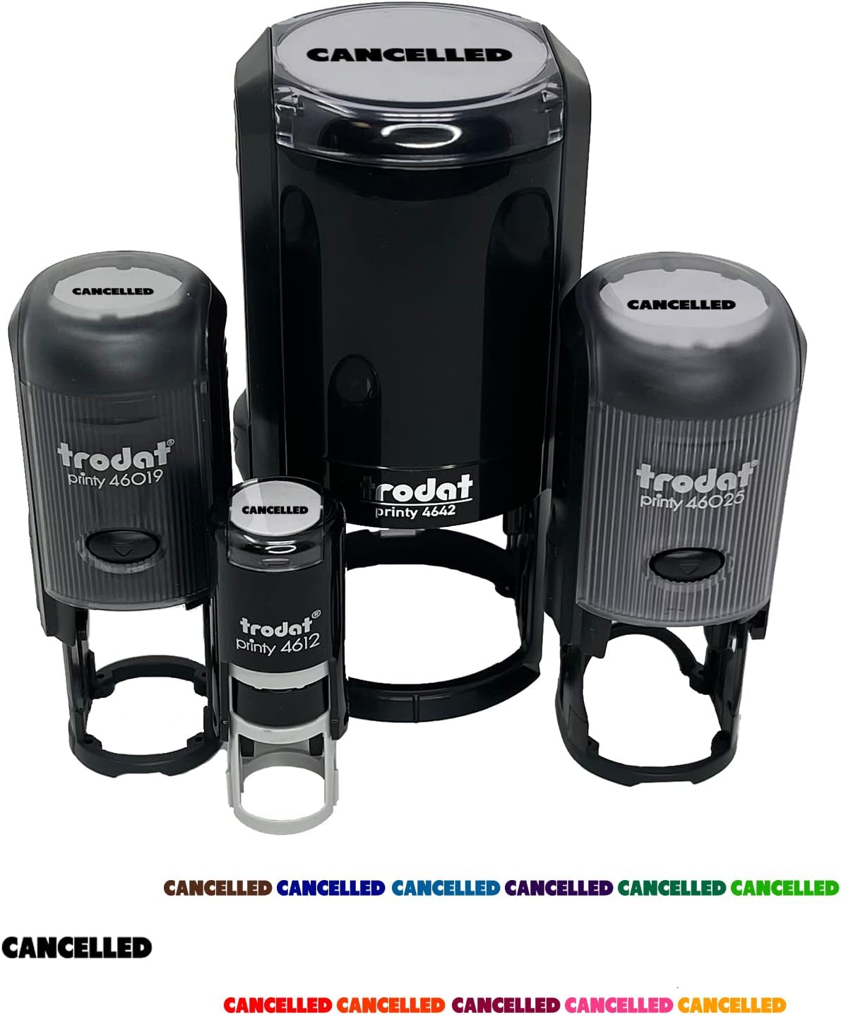 Cancelled Bold Text Self-Inking Rubber Stamp Ink Stamper for Stamping Crafting Planners - 1-1/2 Inch Large - Red Ink