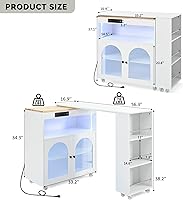 Vista 19 de LUMISOL Carrito de isla de cocina con ruedas de bloqueo con 2 cajones y 4 gabinetes, isla de cocina rodante con estantes ajustables, mesa de madera