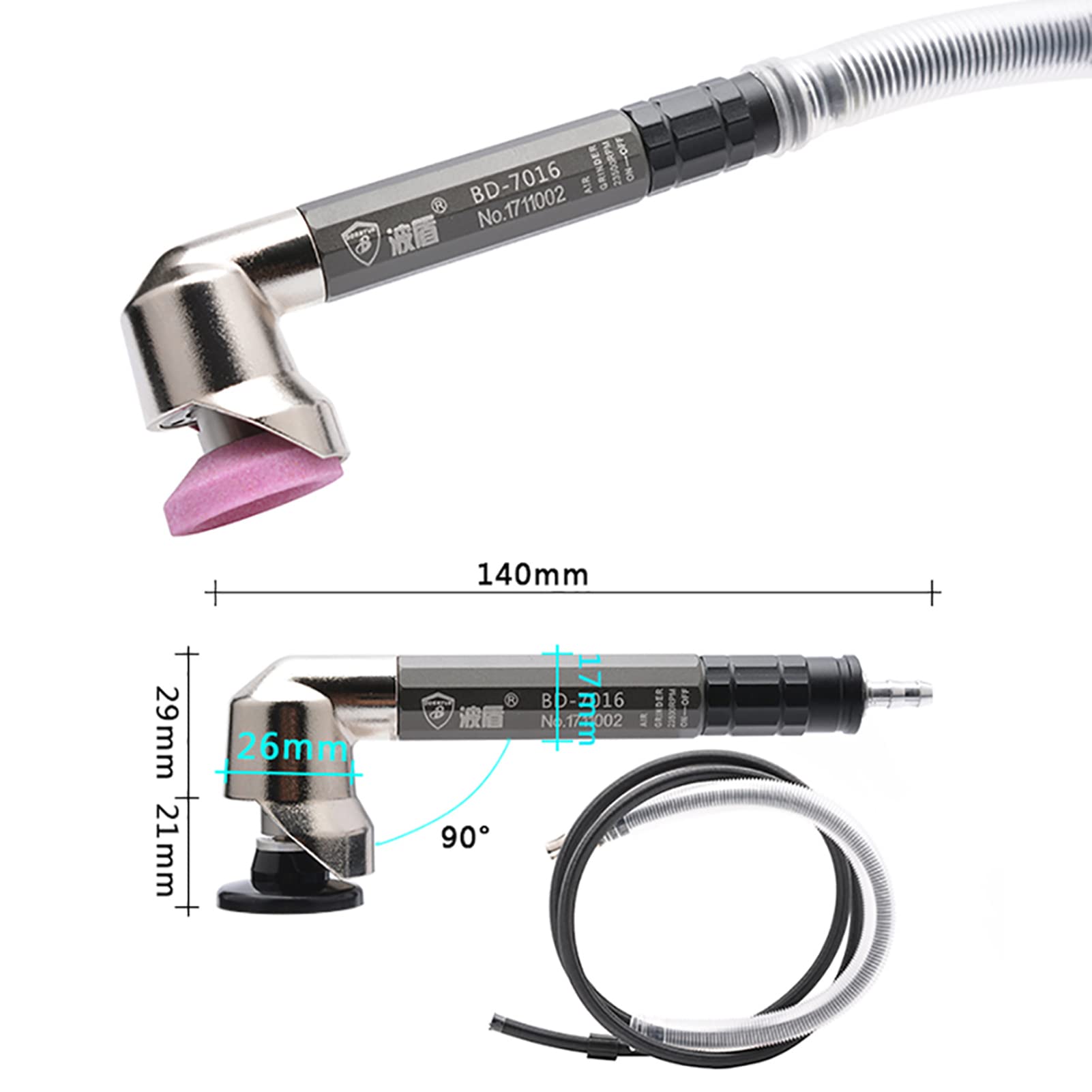 iDili Pneumatic Grinding Machine 45/90 Degree Pen Type Air Grinder Wind Mill Tool 23500RPM (90 Degree)
