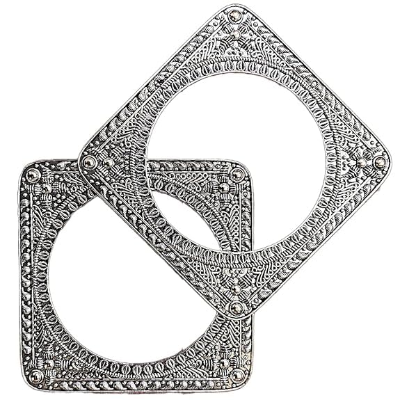 MR. Singh Online Oxidized Square Shape Antique 2 piece Kada Bangles Bracelet for Girls & Women (Style 1, 2.6) (B0D3WMFR9J) Amazon Price History, Amazon Price Tracker