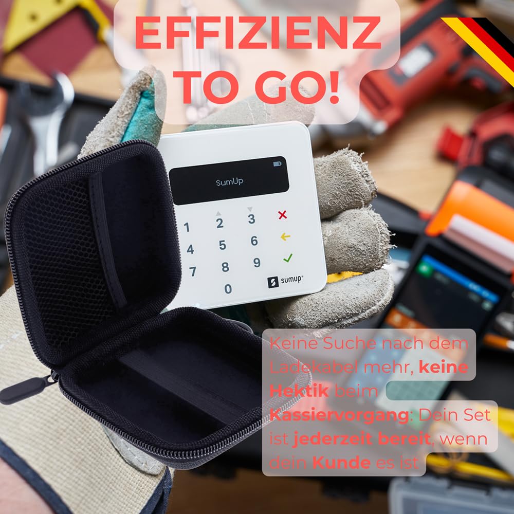 Tasche kompatibel mit SumUp Air Zahlungsterminal Schutzhülle Hartschale Hülle Aufbewahrung Kartenleser Stoßfest Staubdicht Wasserabweisend Transporttasche Zubehör Schwarz