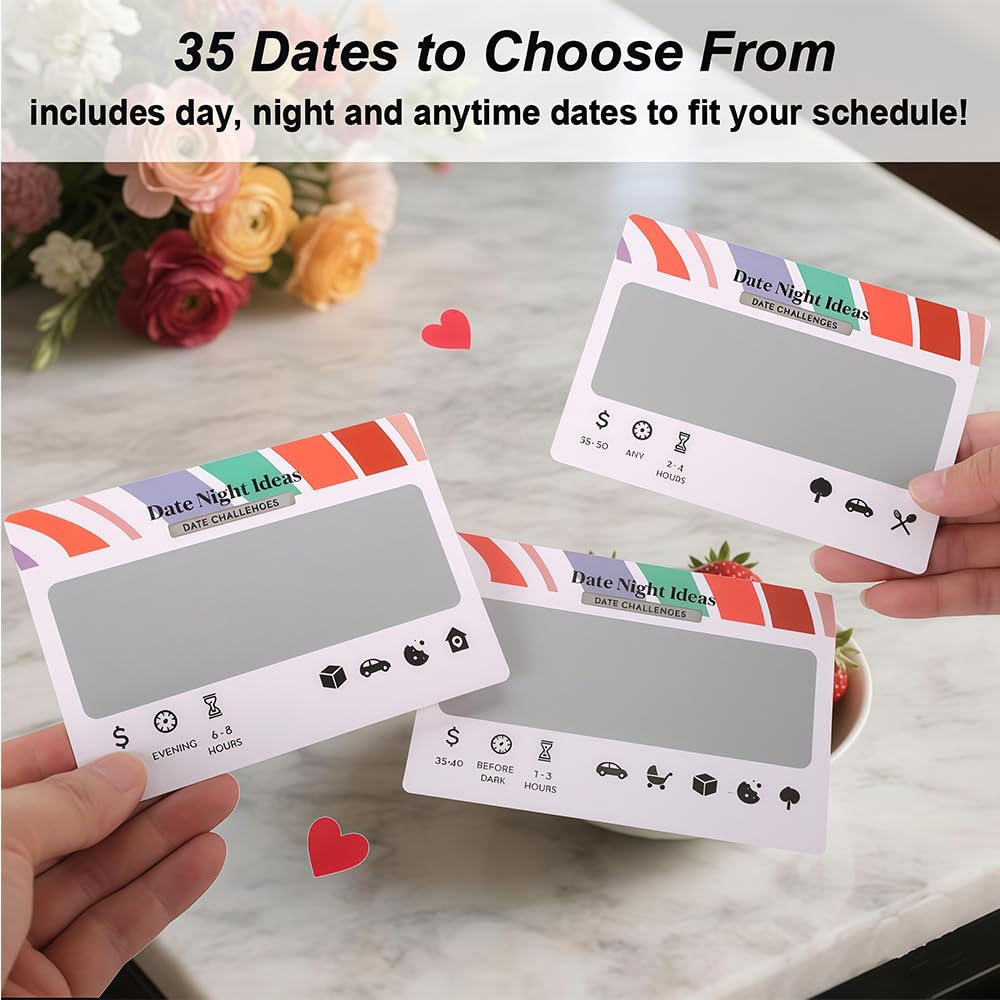 Maslasee 35 Scratch-Off Date Night Ideas for Couples, Romantic Card Game with Fun Adventures - Image 3