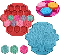 Vista 6 de Creativee - Molde de silicona para tartas de abejas de panal de abeja de 19 cavidades, bandeja de hielo, molde para tartas de galletas, chocolate