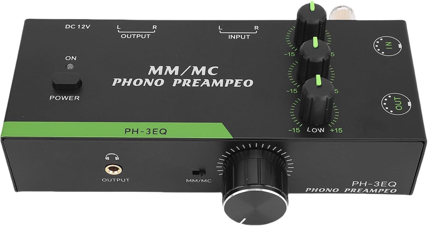 Asixxsix MM/MC Phono Preamp, 5 Pin XLR Input Output Professional Mini Stereo Phono Preamplifier for Turntable Record Player Home Stereo, 3.5MM Headphone Output (US)