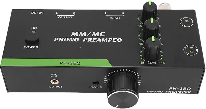 Professional MM MC Phono Preamp Adjustable Phono Preamplifier Stereo Phonograph Preamp with High Mid Low Frequency Control for Turntable Record Player 5 Pin XLR Input Output (US Plug)