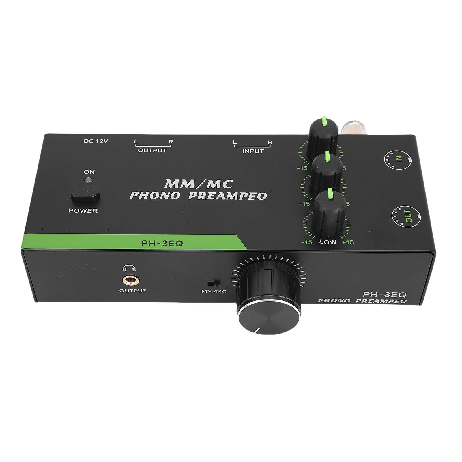 Préampli Phono, Keenso Préamplificateur MM/MC Réglable en Alliage d’Aluminium pour Platine Vinyle, Améliore la Qualité Sonore avec Contrôle de Fréquence, pour Audiophiles (Prise UE